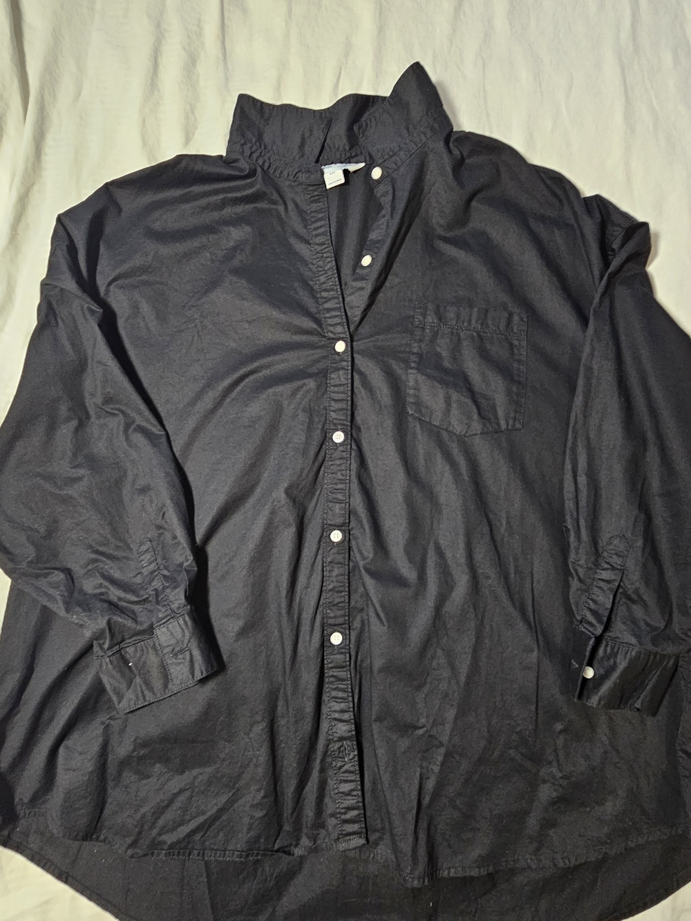 Boyfriend Style Oversized Long-Sleeve Button-Down Black Shirt Size XXL